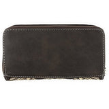 Western Laser Cut Floral Agate Cross Double Zipper Womens Wallet/Crossbody Bag