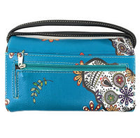 Texas West Women's Flora Candy Skull Concealed Carry Handbag and Matching wallet in Multi-color