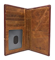 Western Tooled Genuine Leather Cowhide Cow fur Rodeo Men's Long Bifold Wallet in 3 colors