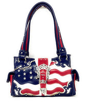American Flag Rhinestone Concealed Carry Handbag,Purse in Multi Colors