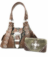 Texas West Women's Cross Flower Shoulder Handbag Purse in Multi-Color