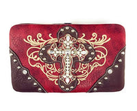 Premium Rhinestone Cross Western Embroidered Concealed Carry Handbag/Matching Wallet in 4 colors