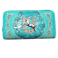 Texas West Women's Metal Horse Cross Wallet Clutch Purse in 6 colors