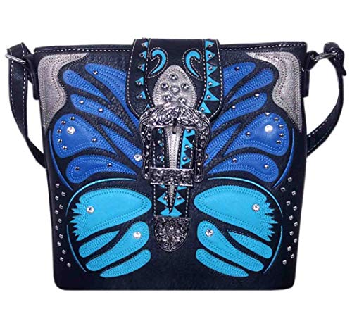 Western Rhinestone Buckle Buffterfly Concealed Carry Crossbody bag in 4 colors GP605W119