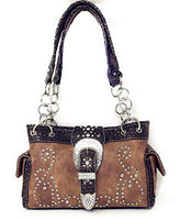 Premium Western Rhinestone Concealed Carry Buckle Floral Womens Shoulder Handbag Purse in Multi Color