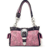 Premium Western Rhinestone Concealed Carry Buckle Floral Womens Shoulder Handbag Purse in Multi Color