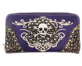 Texas West Rhinestone Embroidered Metal Skull Leather Womens Concealed Carry Handbag With Matching Wallet 6 colors