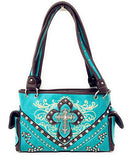 Premium Rhinestone Cross Western Embroidered Concealed Carry Handbag Purse in 6 colors