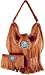 Western Cowgirl Concealed Carry Fringe Concho Agate Handbag Hobo Shoulder Handbag With Matching Wallet In Tan