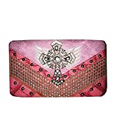 Western Women's Rhinestone Angel Wings Cross Clip Snap Wallet in 6 colors