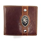 Western Genuine Leather Mens Metal Concho Rodeo Bifold Short Wallet in 3 colors