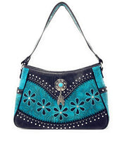 Western Tooled Leather Laser Cut Concealed Carry Feather Country Shoulder Handbag in 4 colors