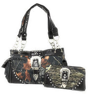 Premium Women's Camouflage Buckle Shoulder Handbag Wallet in Multi-Color