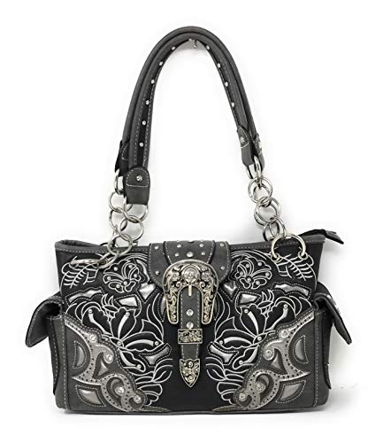Premium Embroidered Rhinestone Buckle Concho Concealed Carry Handbag, Wallet Set in Multi-color