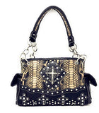 Premium Rhinestone Cross Western Embroidered Concealed Carry Handbag/Matching Wallet in 4 colors