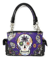 Texas West Women's Flora Candy Skull Concealed Carry Handbag Purse in Multi-color