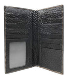 Western Genuine Leather Cowhide Cow fur Basketweave Star Men's Long Bifold Wallet in 3 colors (Brown)