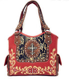 Texas West Women's Cross Flower Shoulder Handbag Purse in Multi-Color