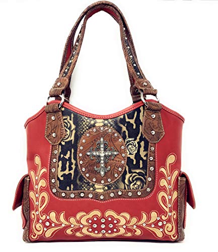 Texas West Women's Cross Flower Shoulder Handbag Purse in Multi-Color