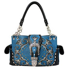 Western Rivet Flora Embroidery Buckle Shoulder Concealed Carry Handbag in 6 Colors GP939W188