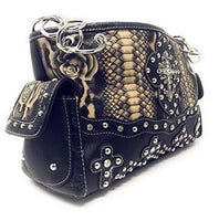 Premium Rhinestone Cross Western Embroidered Concealed Carry Handbag/Matching Wallet in 4 colors