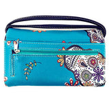 Texas West Western Rhinestone Flora Sugar Skull Crossbody Small Pouch Wallet in 3 colors