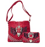 Premium Western Women's Angel Wings Buckle Handbag Messenger Bag Wallet and Set