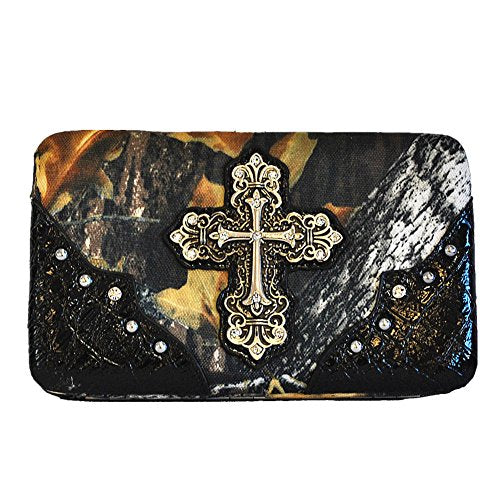 Texas West Women's Camouflage Metal Cross Wallet Clutch in 3 colors