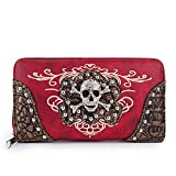 Texas West Women's Rhinestone Skull Zipper Wallet in Multi-Color