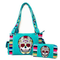 Texas West Western Sugar Skull Rainbow Concealed Carry Handbag or Matching Set in 3 Colors