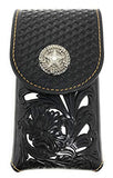 Texas West Western Cowboy Tooled Floral Leather Lone Star Concho Belt Loop Medium Cellphone Holster Case