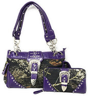 Texas West Western Concealed Carry Gun Belt Buckle Purse Camouflage Handbag Camo W Matching Wallet