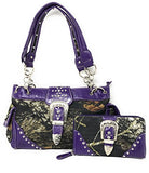 Texas West Western Concealed Carry Gun Belt Buckle Purse Camouflage Handbag Camo W Matching Wallet