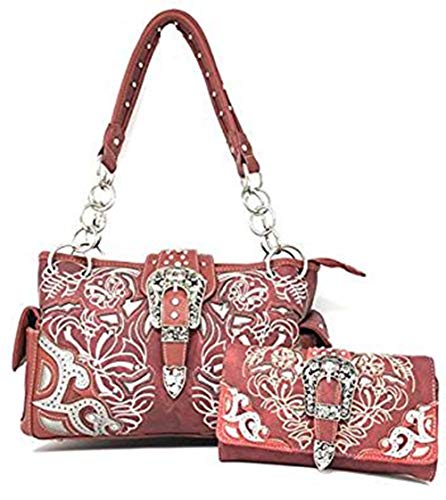 Texas West Women's Buckle Embroide Shoulder Handbag Wallet in Multi Colors