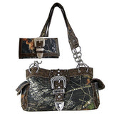 Texas West Western Concealed Carry Gun Belt Buckle Purse Camouflage Handbag Camo W Matching Wallet