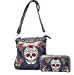 Western Sugar Skull Embroidery Rhinestone Cross Conceal Carry Crossbody Bag Set