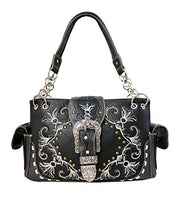 Western Rivet Flora Embroidery Buckle Shoulder Concealed Carry Handbag in 6 Colors GP939W188