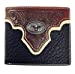 Western Genuine Leather Floral Tooled Longhorn Concho Mens Short Bifold Wallet 2 colors