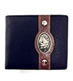 Western Genuine Leather Mens Metal Concho Horse Head Bifold Short Wallet in 3 colors