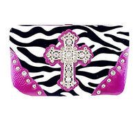 Gorgeous! Soft Zebra Rhinestone Cross Flat Wallet Clutch Purse in Multi-Color