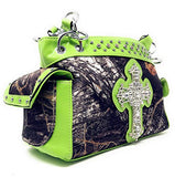 Premium Rhinestone Western Camouflage Cross Womens Shoulder Handbag Purse/Matching Wallet in 7 Colors