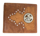 Western Genuine Tooled Leather Cowhide Texas State Map Men's Bifold Short Wallet in 3 Colors