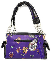 Texas West Women's Flora Candy Skull Concealed Carry Handbag Purse in Multi-color