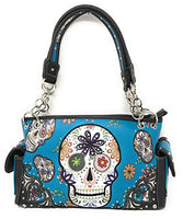 Texas West Women's Flora Candy Skull Concealed Carry Handbag Purse in Multi-color