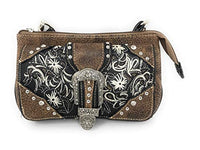 Western Rhinestone Embroidery Laser Cut Buckle Floral Wallet Crossbody 4 in 1 Clutch Bag Purse