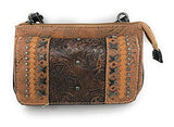 Western Rhinestone Embroidery Laser Cut Floral Wallet Crossbody 4 in 1 Clutch Bag Purse