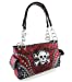 Zzfab Embroidered Rhinestone Studded Skull Wallet Pink