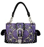 Western Rivet Flora Embroidery Buckle Shoulder Concealed Carry Handbag in 6 Colors GP939W188