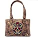 Western Sugar Skull Rhinestone Flora Embroider Concealed Carry Purse/Multi Color