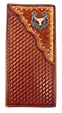 Premium Western Genuine Woven Leather Cow Fur Longhorn Mens Bifold Wallet In Multi Color